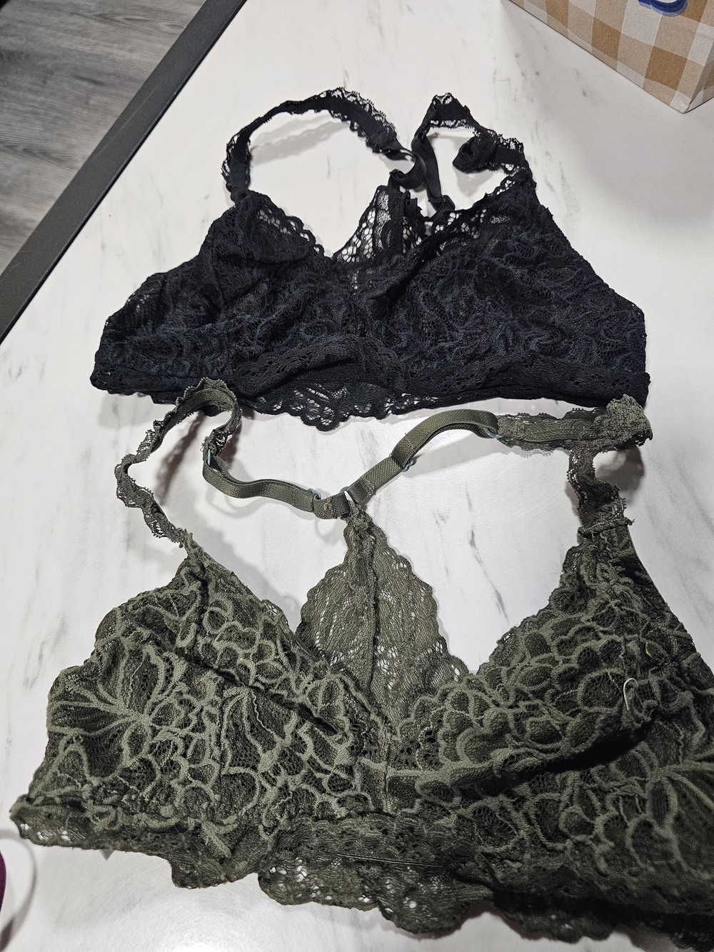 Lace Bralette Set - Black & Olive Green Victoria Secret Medium
